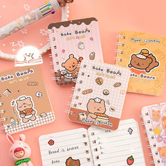 4pcs Cartoon Coil Notebook 80 Sheets Each Portable Notepad Horizontal Line