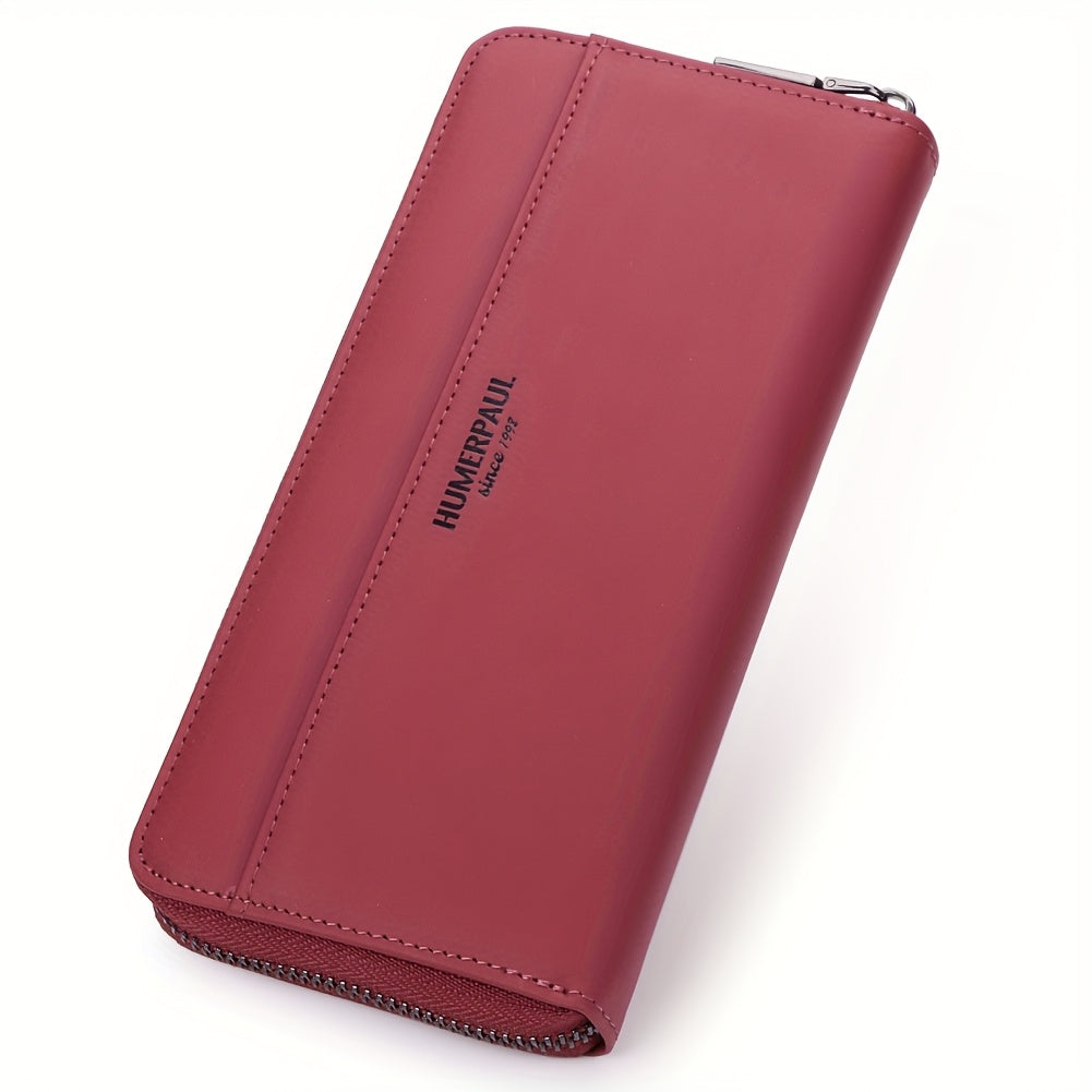 HUMERPAUL Women's Leather Wallet Long Travel Money Bag with Multiple Compartment