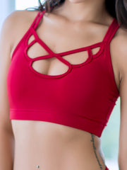 Criss Cross Back Sports Bra with Removable Pads