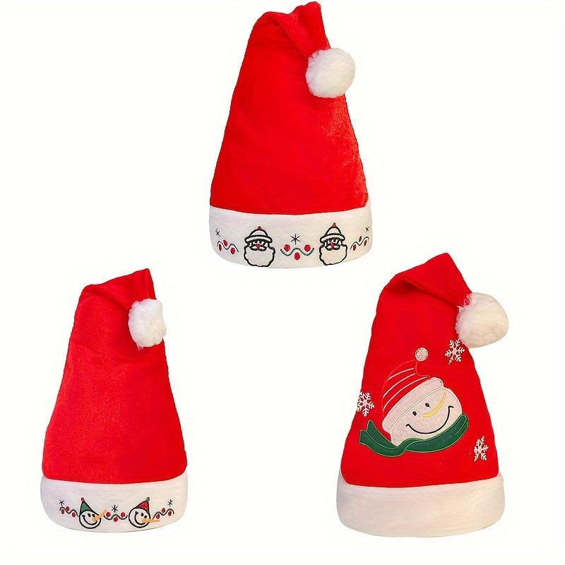 3pcs Christmas Cartoon Pattern Embroidered Hats Set