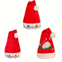 3pcs Christmas Cartoon Pattern Embroidered Hats Set