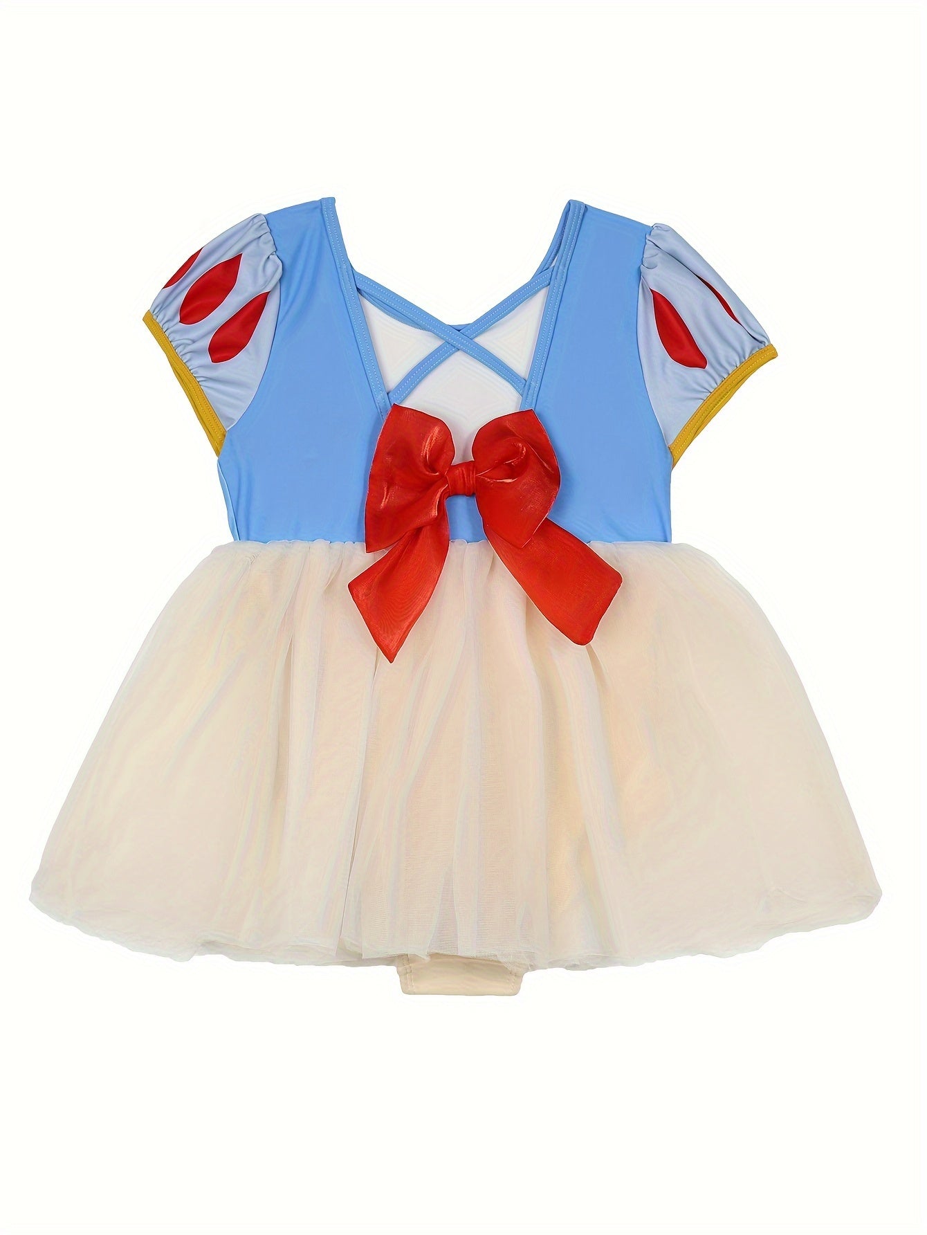 Girls Puff Sleeve Swimwear Suit with Bow for Beach