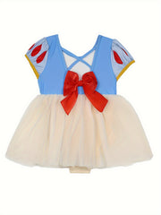 Girls Puff Sleeve Swimwear Suit with Bow for Beach