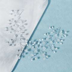 Clear Flower & Pearl Decor Hair Band Headband Bridal Wedding Accessory