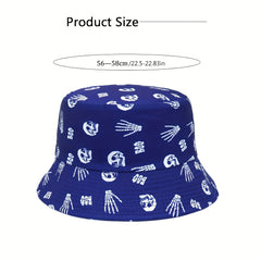 Skull Pattern Bucket Hat Reversible Sun Fisherman Cap