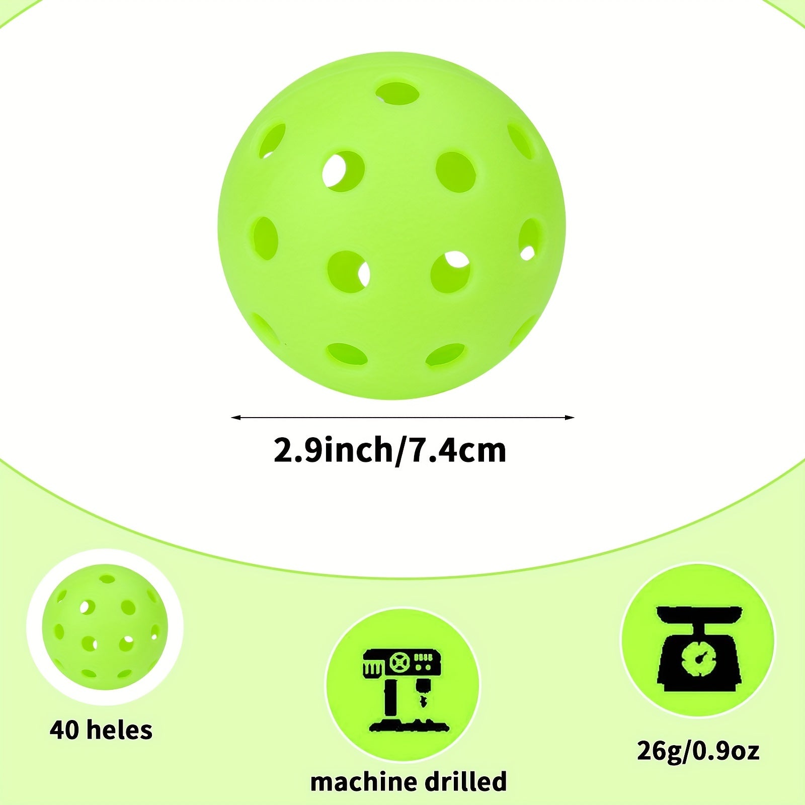 12pcs 40 Holes Outdoor Pickleball Balls High Bouncy Durable Balls