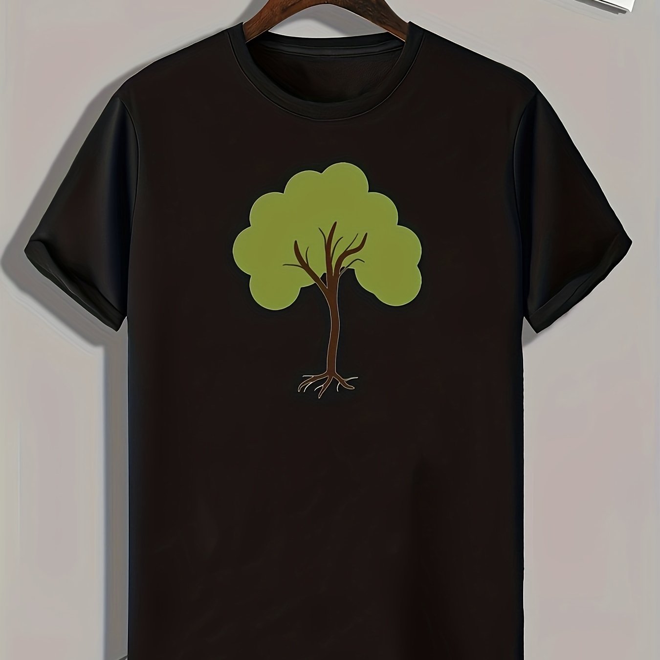 Tree Print Men's Comfy T shirt Active Stretch Breathable Tee Outdoor Summer