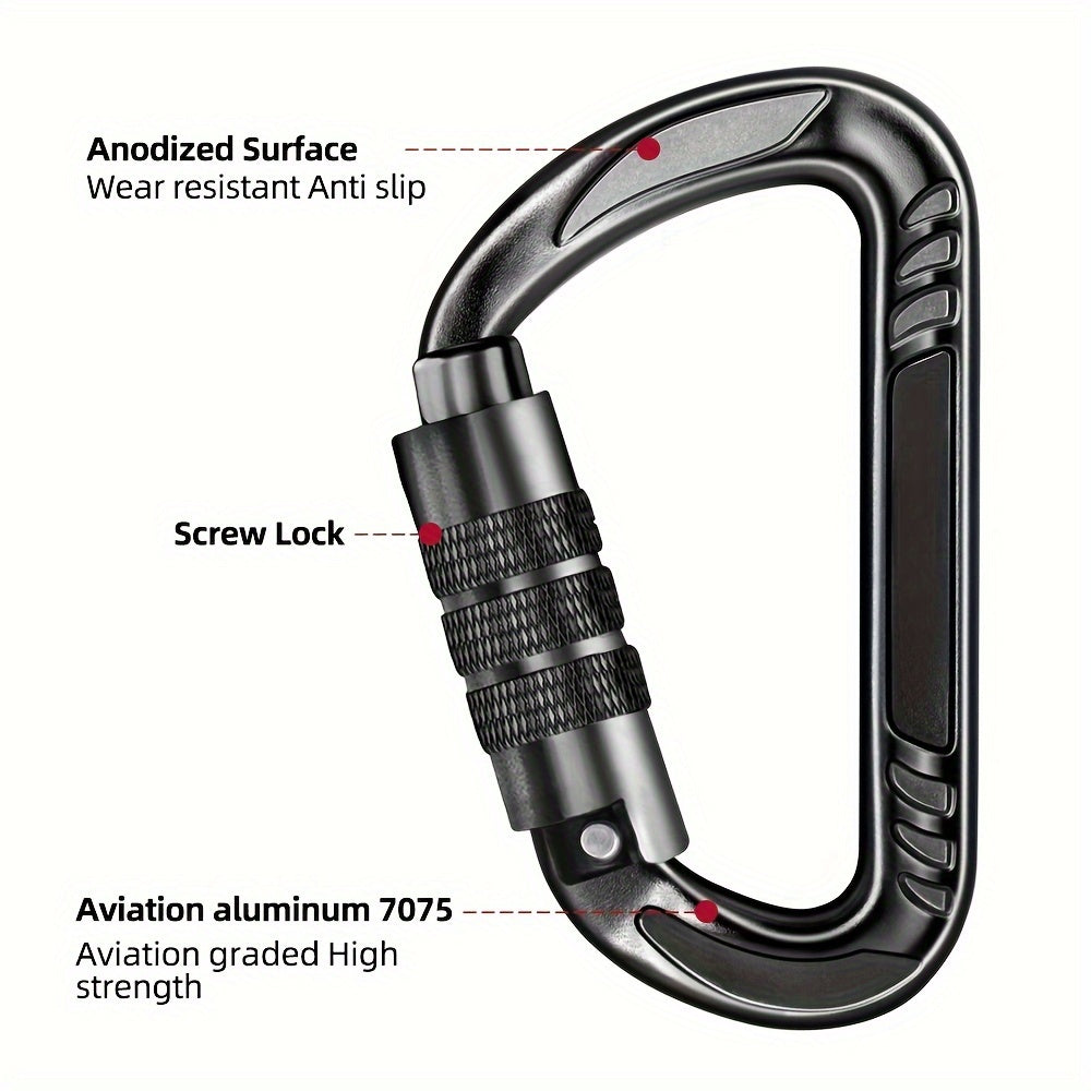 7 62 Cm 12 KN Auto Locking Carabiner Clips Ultralight D Ring Aluminum Carabiner