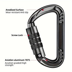 1pc 12KN Auto Lock Carabiner Clips for Keychain Hammock Hiking Dog Camping