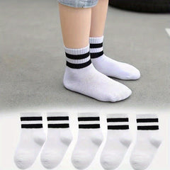 5 Pairs Striped Knit Socks for Boys and Girls
