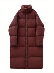 Long Puffer Jacket Winter Warm Stand Collar Activewear