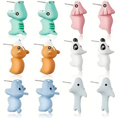 2pcs Small Animal Dinosaur Shark Resin Earrings Casual Jewelry