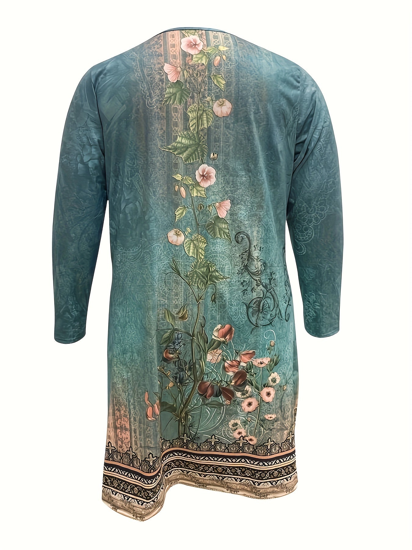 Ethnic Style Dress Women's Plus Floral & Geometric Print