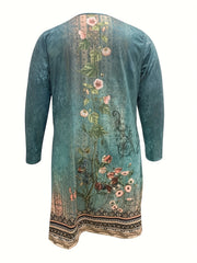 Ethnic Style Dress Women's Plus Floral & Geometric Print