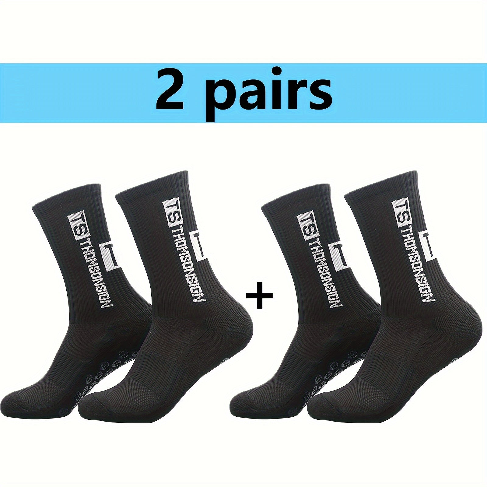 2pairs Non slip Sports Socks For Men And Women Football Running Mid calf Socks