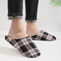 Plaid Memory Foam Home Slippers Couple Style Men's House Casual Shoes