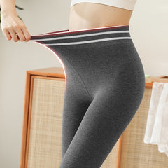 Striped Fuzzy Thermal Tights Plush Lined Leggings Women's Stockings