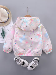 Girls' Mouse Cartoon Hoodie Jacket Zipper Up Casual Windbreaker