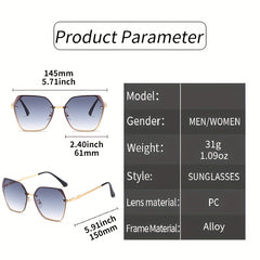 Rimless Gradient Sunglasses UV400 Protection Metal Sun Shades
