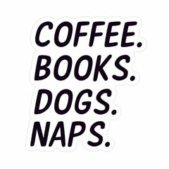 Coffee Books Dogs Naps Sticker Set - Dog Rescue Laptop Decals