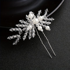 Bridal Hairpin Rhinestone Leaves Faux Pearl Wedding Hair Accessories