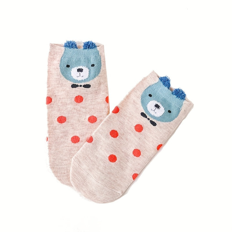 5 Pairs Cartoon Bear Print Socks Women's Stockings