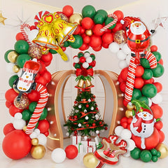 6pcs Christmas Polyester Film Balloons: Candy Crutch, Santa Claus, Christmas Tre