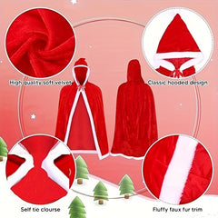 Long Red Hooded Cloak Halloween Cosplay Costume Props