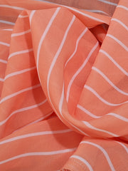 Stripe Print Bell Sleeve Open Front Maxi Cardigan