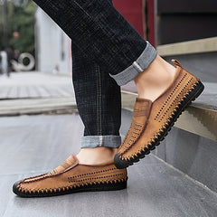 Men's No Tie Lace Mesh Slip On Shoes Outdoor Walking Casual Shoes