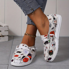 Halloween Pumpkin Skeleton Pattern Skate Shoes