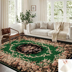 Boho Anti Fatigue Green Soft Rug - Flower Pattern Living Room Carpet
