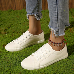 Women's Canvas Lace Up Sneakers Lightweight Low Top Shoes