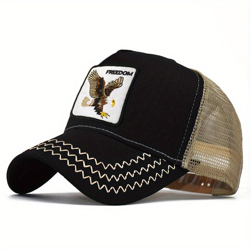 Animal Embroidered Mesh Baseball Cap Sun Shading Mesh Hat