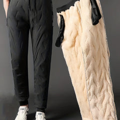 Men's Warm Fleece Stretch Joggers with Zipper Pockets
