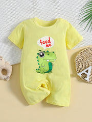 Baby Boys Dino Print Romper Short Sleeve Jumpsuit