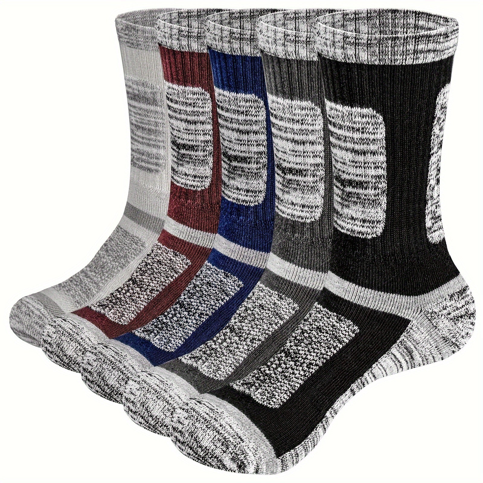 YUEDGE Men's Outdoor Hiking Crew Socks 5 Pairs Pack