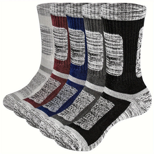 YUEDGE Men's Outdoor Hiking Crew Socks 5 Pairs Pack