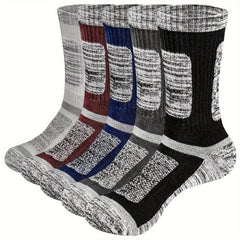 YUEDGE Men's Outdoor Hiking Crew Socks 5 Pairs Pack