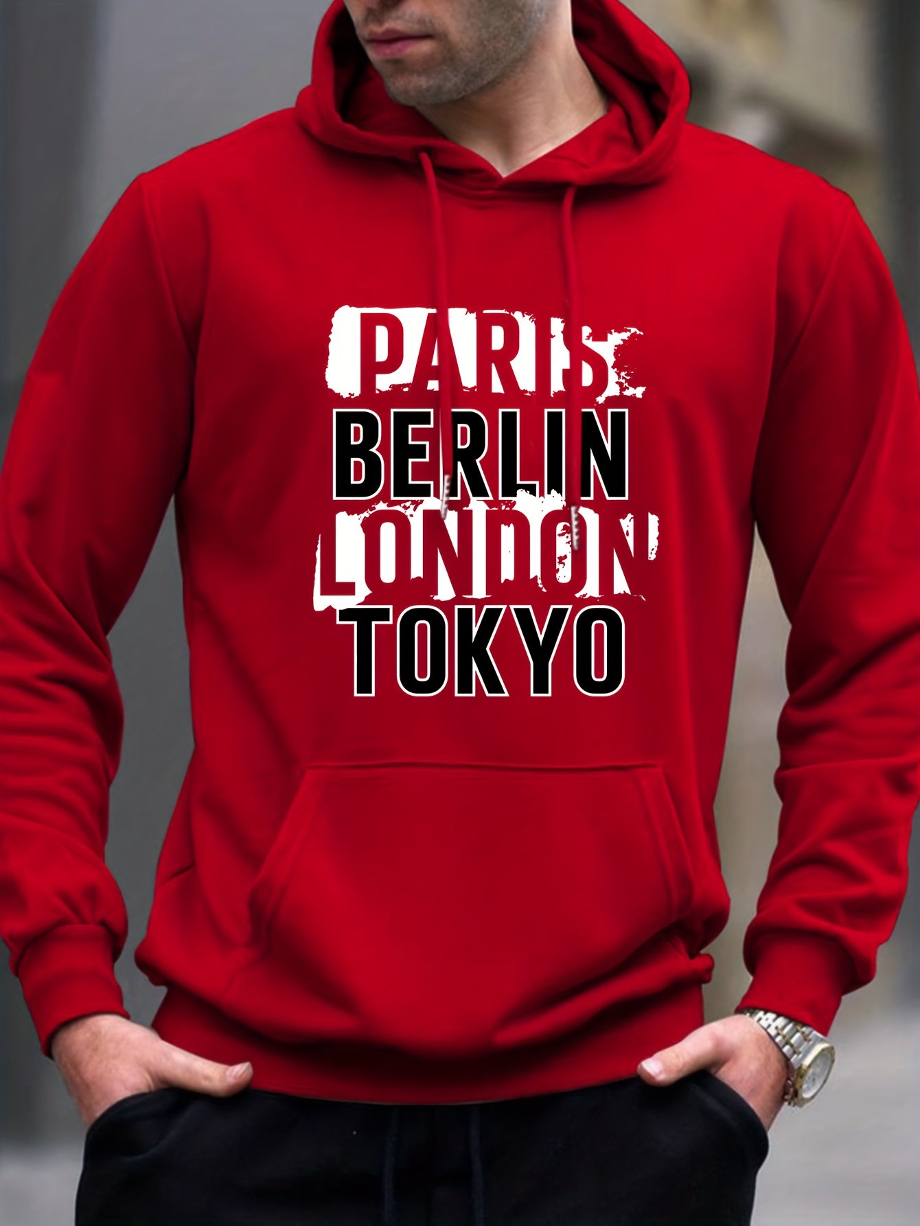 Big City Name Print Hoodie for Men