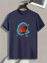 Retro Disco Pattern Print Men's Comfy Sports T-shirt