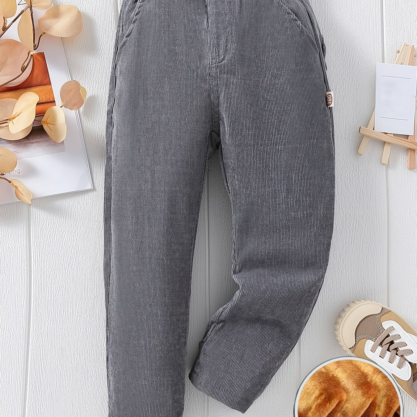 Boys Fleece Warm Winter Trousers Elastic Waist Pants