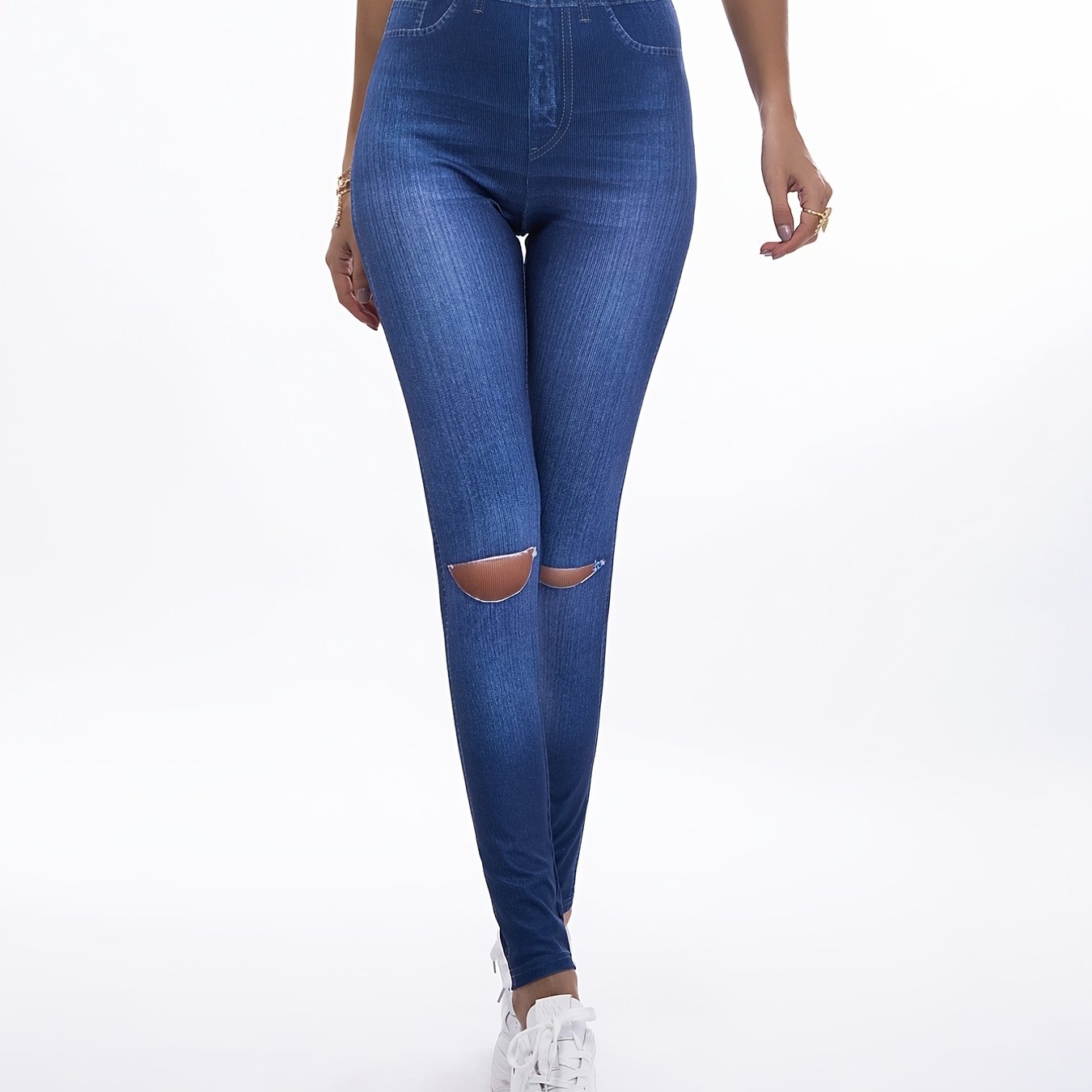 Denim Print Skinny Stretchy Leggings High Waist Yoga Leggings
