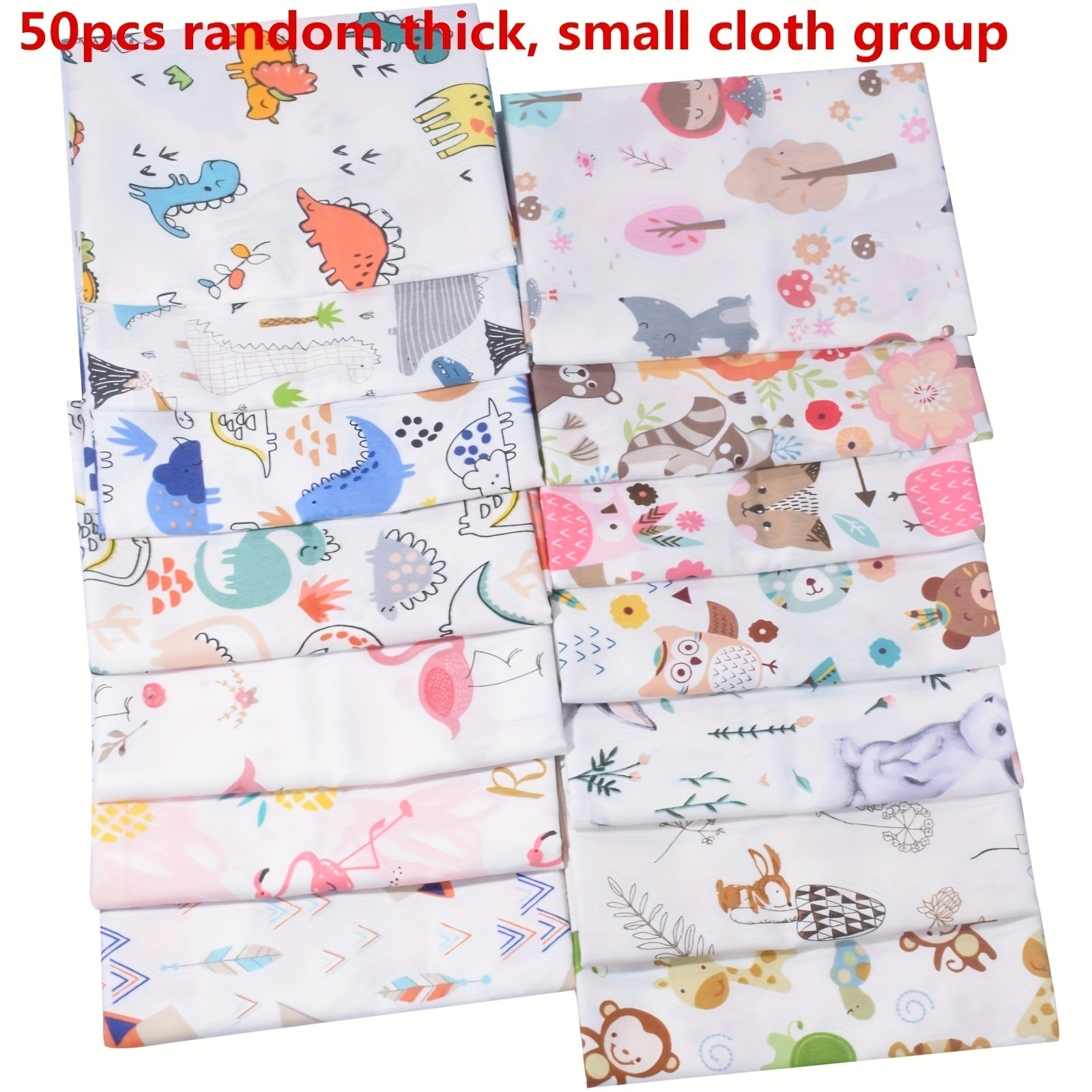 50pcs Twill Cartoon Quilting Cotton Fabric DIY Doll Clothes Fabric