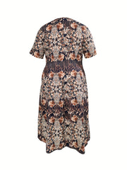 Boho Dress Women's Allover Print Short Sleeve Dress With Pockets