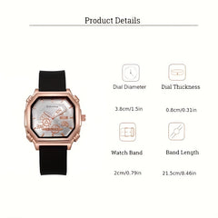 Teens Polygonal Square Watch Alloy Quartz Wrist Watch