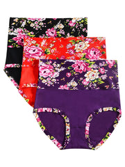 3pcs Chinese Floral Cotton Briefs Comfortable Mid Waist Intimates Panties