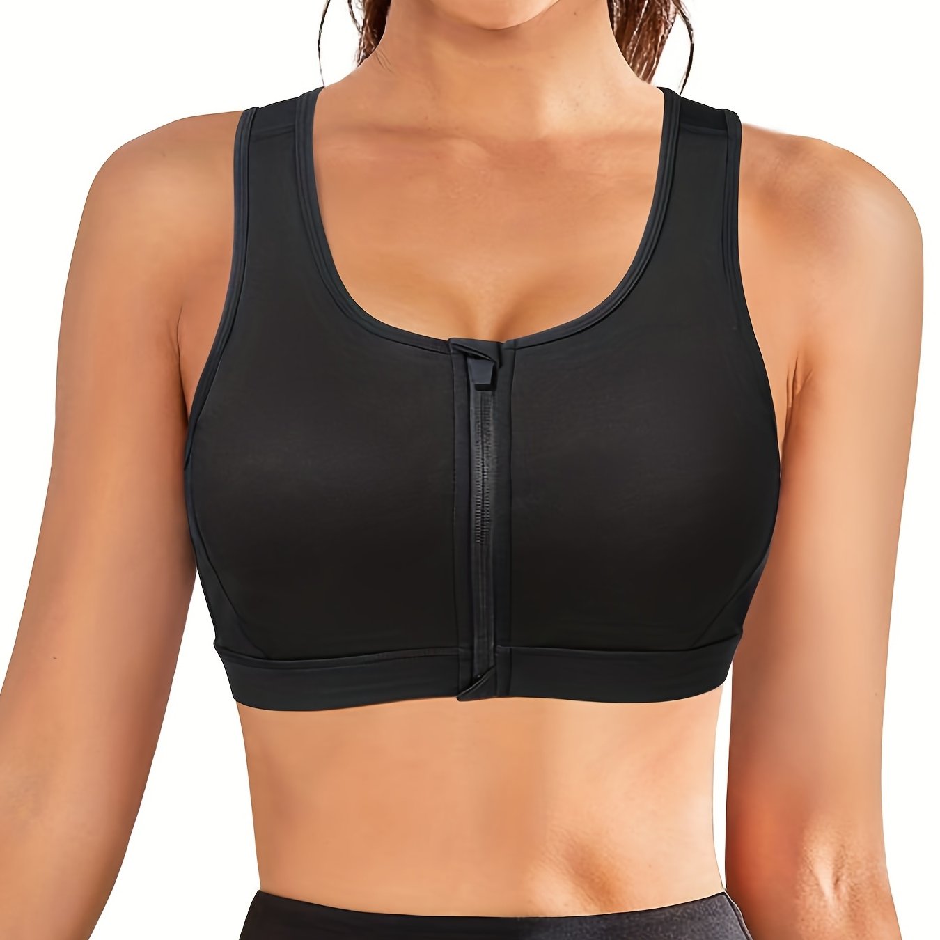 SCARBORO Women Sports Bra Zipper Workout Bra High Impact Top