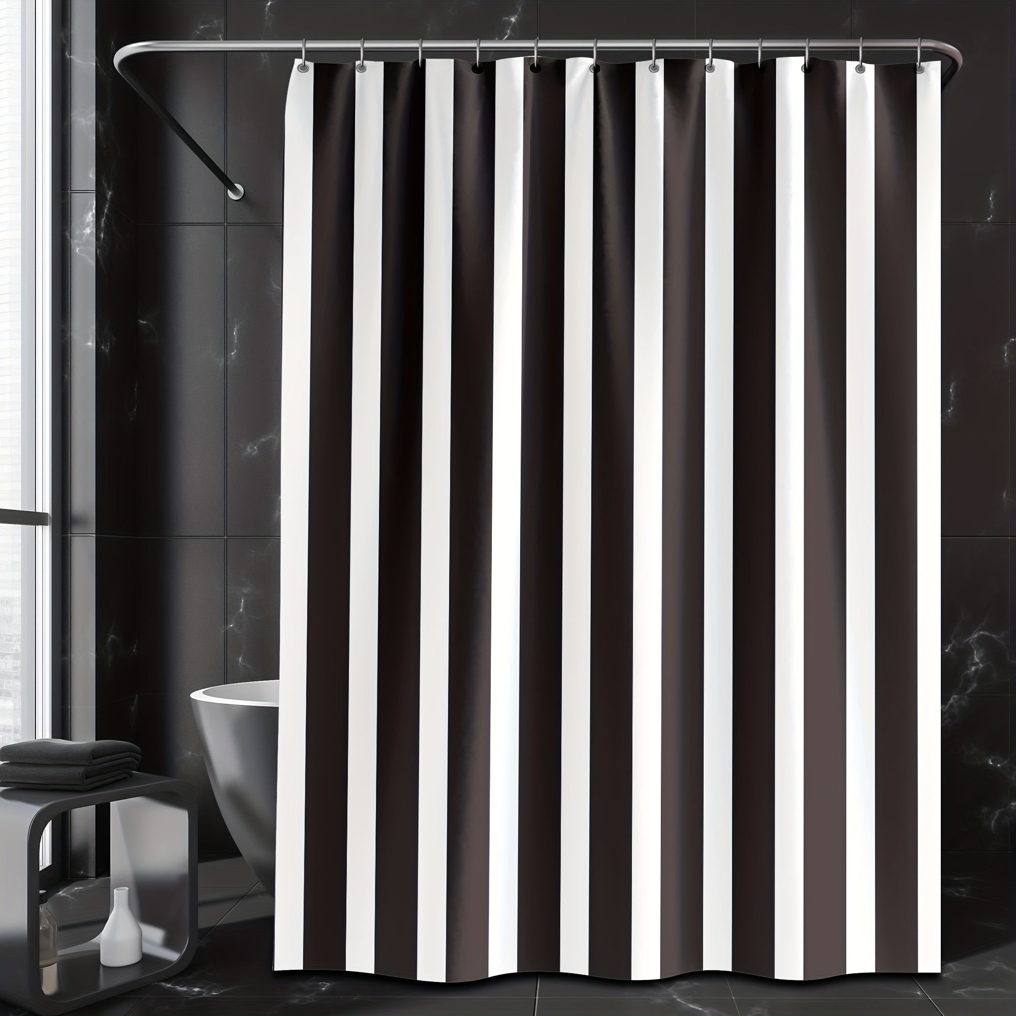 Waterproof Shower Curtain with 12 Hooks 72x72in