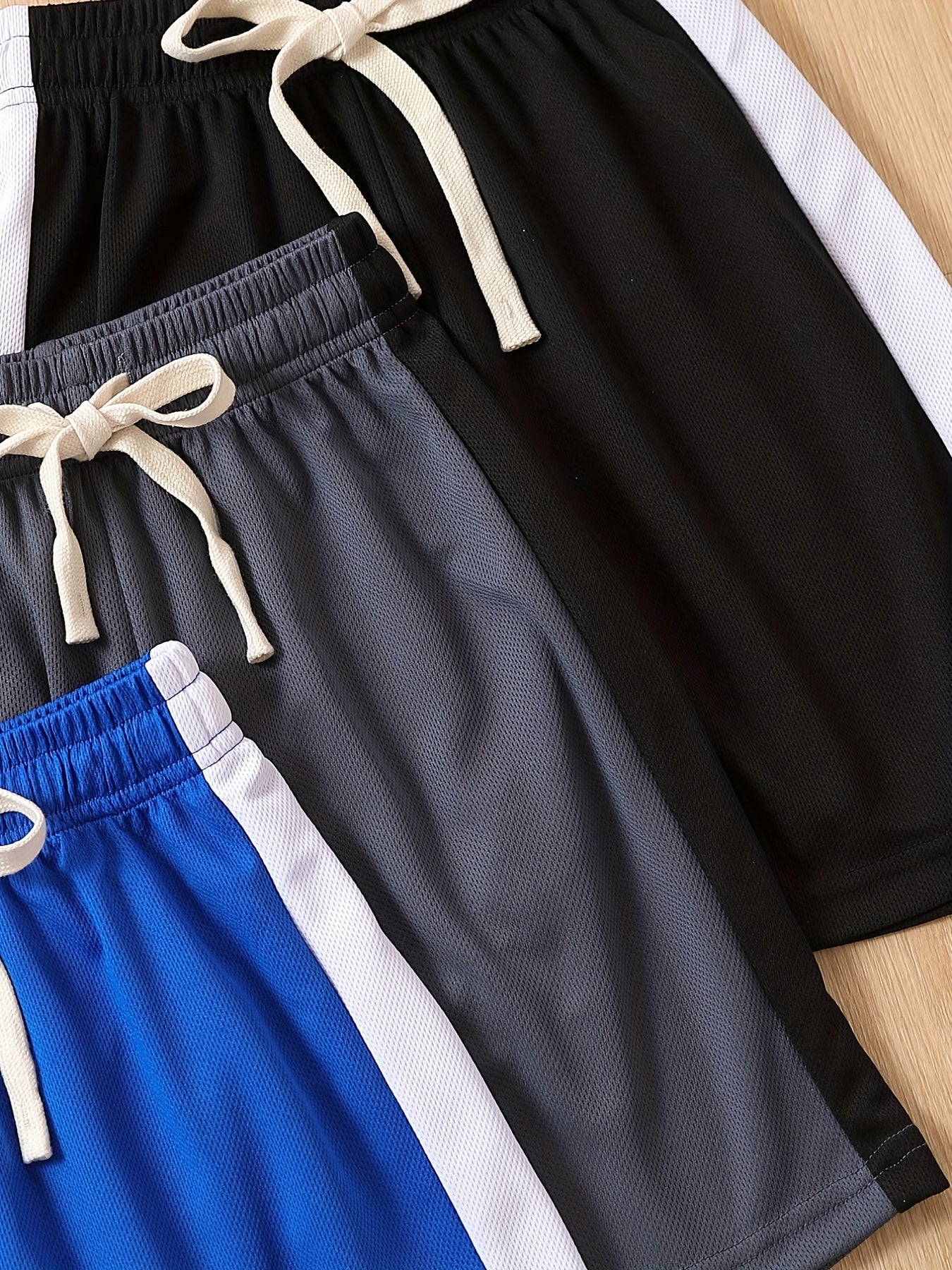 Boys 3pcs Mesh Breathable Sports Shorts Set